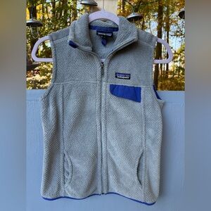 Patagonia Fleece Vest in Gray with Blue Accent